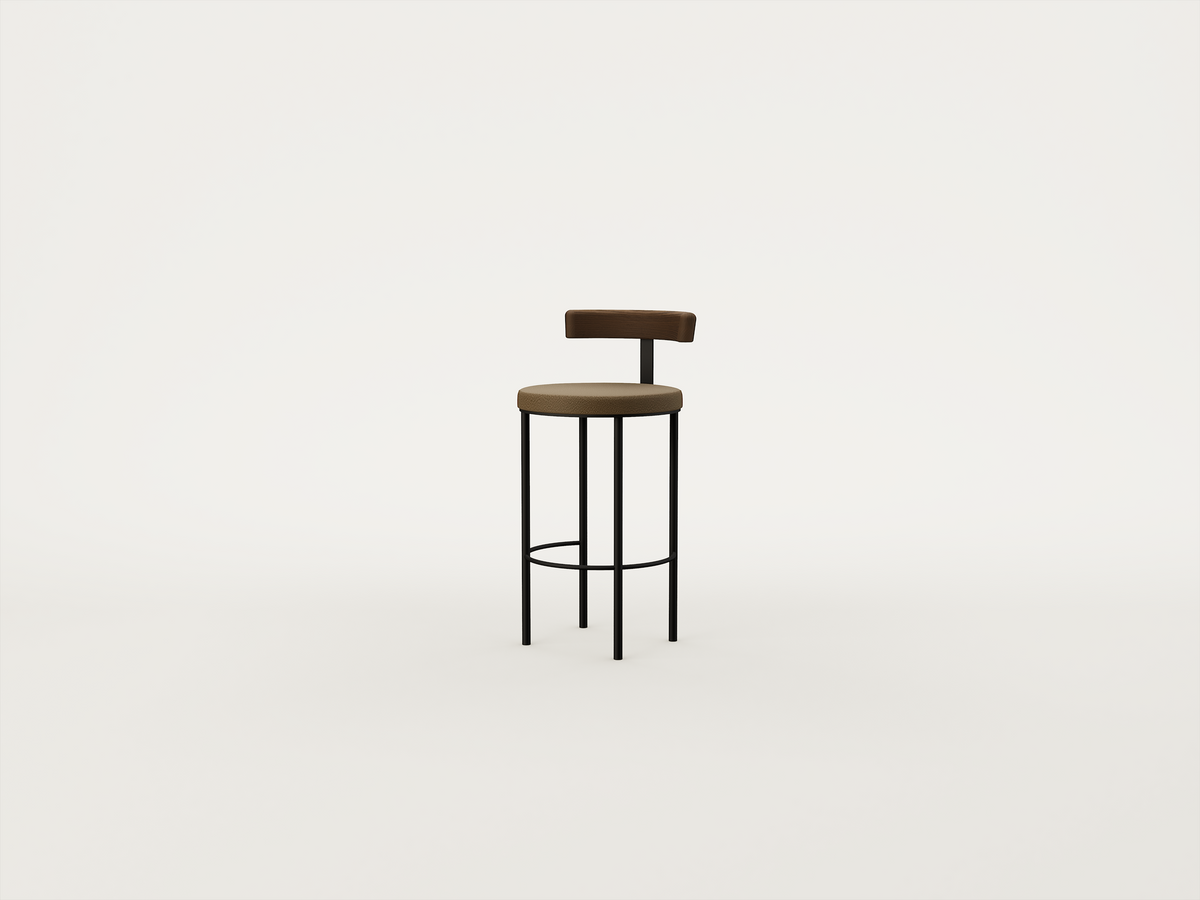 Ratio Bar Stool Upholstered Seat - Timber Back